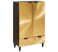 vidaXL Side Cabinet Black and Gold 60 x 33.5 x 100 cm Solid mango wood