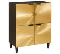 vidaXL Side Cabinet Black and Gold 60 x 33.5 x 75 cm Solid Mango Wood, Living Ro