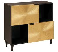 vidaXL Side Cabinet Black and Gold 80 x 33.5 x 75 cm Solid mango wood