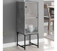 vidaXL Side Cabinet with Glass Doors Storage Cabinet Cupboard Concrete Grey