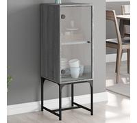 vidaXL Side Cabinet with Glass Doors Grey Sonoma 35x37x100 cm