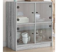 vidaXL Side Cabinet with Glass Doors Grey Sonoma 68x37x75.5 cm