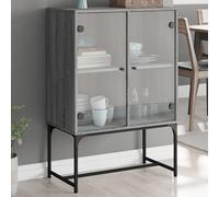Vidaxl Side Cabinet With Glass Doors Grey Sonoma 69X37X100 Cm