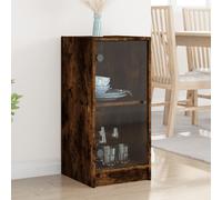 vidaXL Side Cabinet with Glass Doors Smoked Oak 35x37x75.5 cm