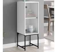 vidaXL Side Cabinet with Glass Doors White 35x37x100 cm