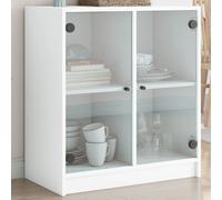 vidaXL Side Cabinet with Glass Doors White 68x37x75.5 cm