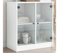 Vidaxl Side Cabinet With Glass Doors White 68X37X75.5 Cm