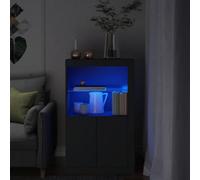 Vidaxl Side Cabinet With Led Lights Black Engineered Wood