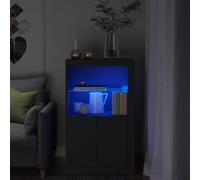 vidaXL Side Cabinet with LED Lights Black Engineered Wood
