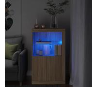 Vidaxl Side Cabinet With Led Lights Sonoma Oak Engineered Wood