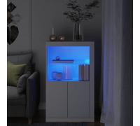 Vidaxl Side Cabinet With Led Lights White Engineered Wood