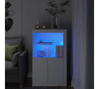 vidaXL Side Cabinet with LED Lights White Engineered Wood