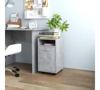 vidaXL Side Cabinet with Wheels Concrete Grey Engineered Wood Rolling Cabinet