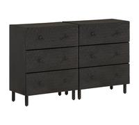 vidaXL Side Cabinets Storage Cupboard Sideboard 2 pcs Black Solid Wood Mango