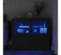Vidaxl Side Cabinets With Led Lights 2 Pcs Black Engineered Wood