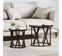 VidaXL Side Table 2 Pcs Black Oak 50 X 50 X 40 Cm