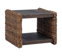 vidaXL Side Table Beige 44.5 x 45 x 45 cm Solid Mahogany Wood, Living Room, Rectangular Modern Sofa, Durable Fabric, Versatile Design for Comfort and Style in Any Home Setting, Cozy Vibes