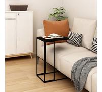 Side Table C-Shaped Black Engineered Wood & Iron 40x30x59 cm Modern Compact Side