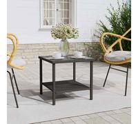 vidaXL Side Table Black 45x45x45 cm Poly Rattan and Tempered Glass UK HOT