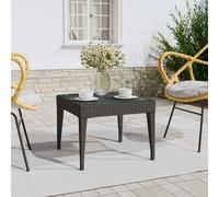 Vidaxl Side Table Black 50X50X38 Cm Poly Rattan And Tempered Glass, Black