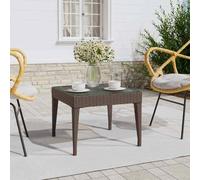 vidaXL Side Table Brown 50x50x38 cm Poly Rattan and Tempered Glass UK HOT