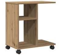 vidaXL Side Table - Compact Oak End Table with Shelves, Portable & Durable for Living Room, Engineered Wood/Metal