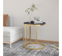 (gold and black marble) vidaXL Side Table Marble Home Indoor Furniture Tempered Glass Multi Colours