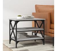 vidaXL Side Table in Grey Sonoma, Industrial Style End Table with Engineered Wood Top, Iron Frame for Strength, Storage Function, 55x38x45 cm, Ideal for Living Room