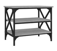 vidaXL Side Table in Grey Sonoma, Industrial Style End Table with Engineered Wood Top, Iron Frame for Strength, Storage Function, 55x38x45 cm, Ideal for Living Room