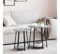vidaXL Side Table Set 2 pcs Grey sonoma and Black 50 x 50 x 51 cm