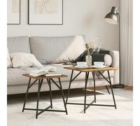 vidaXL Side Table Set 2 pcs Old wood and Black 50 x 50 x 50 cm