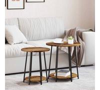 vidaXL Side Table Set 2 pcs Old wood and Black 50 x 50 x 51 cm