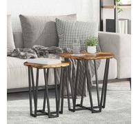 vidaXL Side Table Set 2 pcs Smoked oak and Black 50 x 50 x 50.5 cm