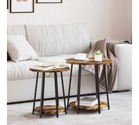 vidaXL Side Table Set 2 pcs Smoked oak and Black 50 x 50 x 51 cm