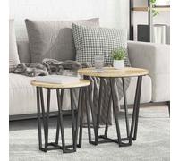 vidaXL Side Table Set 2 pcs Sonoma oak and Black 50 x 50 x 50.5 cm