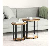 vidaXL Side Table Set with Shelf 2 pcs Brown