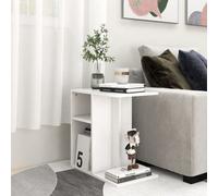 vidaXL Side Table White Engineered Wood Living Room Sofa Table Magazine Rack
