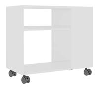 vidaXL Side Table - White 70x35x55 cm Engineered Wood - Scandinavian Style - Mobile Console with 2 Tiers and 4 Wheels