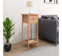 vidaXL Side Table With Drawer 25x25x60cm Solid Wood Walnut, Brown