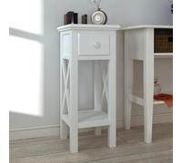 White Telephone Side Table with Drawer