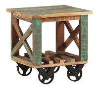 vidaXL Side Table with Wheels 40x40x42 cm Solid Wood Reclaimed