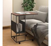 Vidaxl Side Table With Wheels Black 55X36X63.5 Cm Engineered Wood, Black