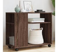vidaXL Side Table with Wheels Brown Oak 70x35x60 cm Engineered Wood