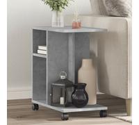 (Concrete grey) vidaXL Side Table with Wheels Hallway End Table Coffee Table Engineered Wood