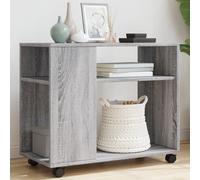 vidaXL Side Table with Wheels Grey Sonoma 70x35x60 cm Engineered Wood