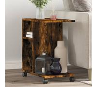 vidaXL Side Table with Wheels Smoked Oak 50x30x55 cm Engineered Wood