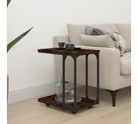 vidaXL Side Table with Wheels Smoked Oak 50x35x55.5cm Engineered Wood