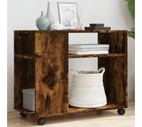 vidaXL Side Table with Wheels Smoked Oak 70x35x60 cm Engineered Wood