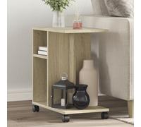 vidaXL Side Table with Wheels Sonoma Oak 50x30x55 cm Engineered Wood