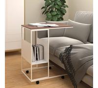 vidaXL Side Table with Wheels White 55x36x63.5 cm Engineered Wood UK NEW